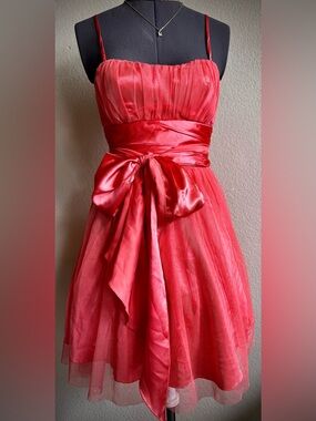 Gold Coral Pink Tulle Prom Mini Dress 2 DEB
